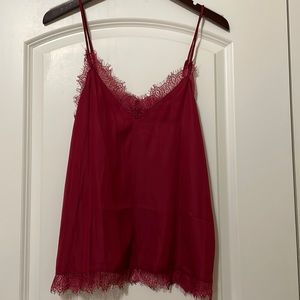 NWT Lulus Burgundy Lace-Trimmed Tank